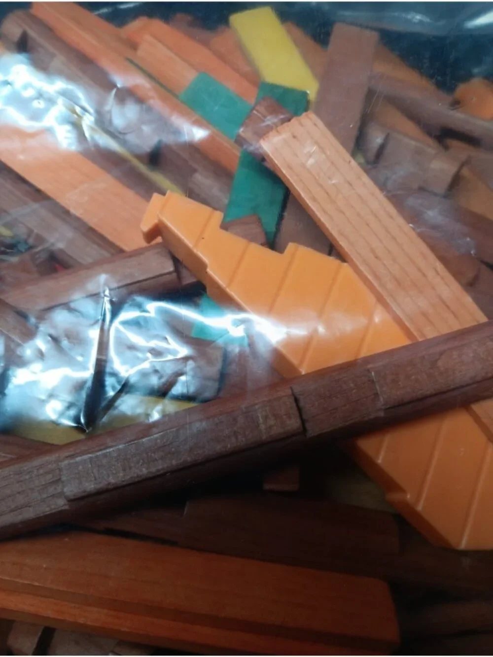 Early Vintage Lincoln Logs Assorted Pieces including Roof Rounds Flats Roofs